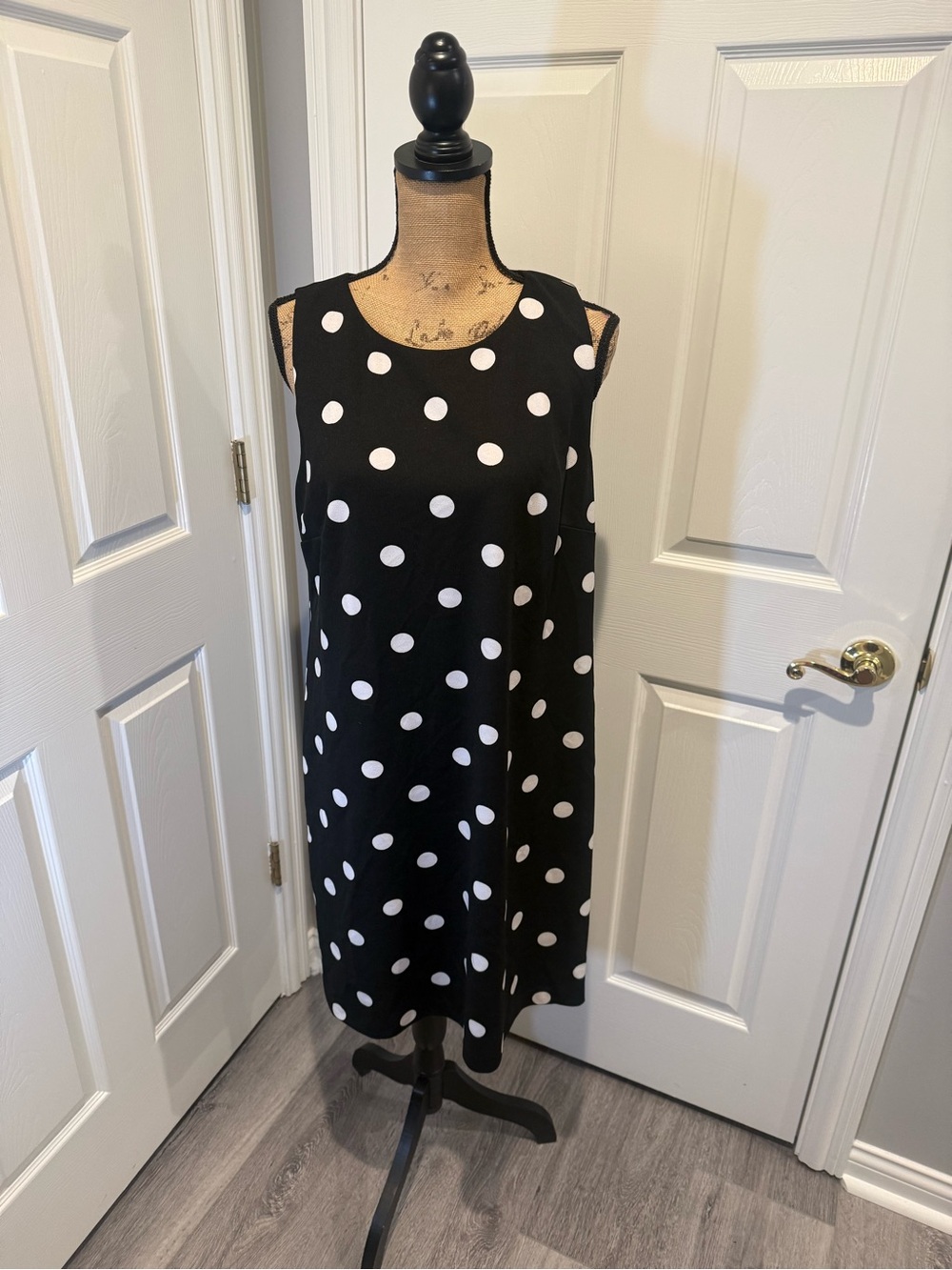 Anne Klein Black Mini Dress with White Polka Dots
